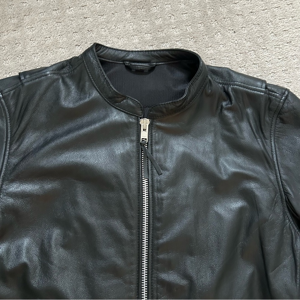 First riding. Gear Men's Black Leather motorcycle Jacket. Silver zippers. New! - Picture 3 of 14